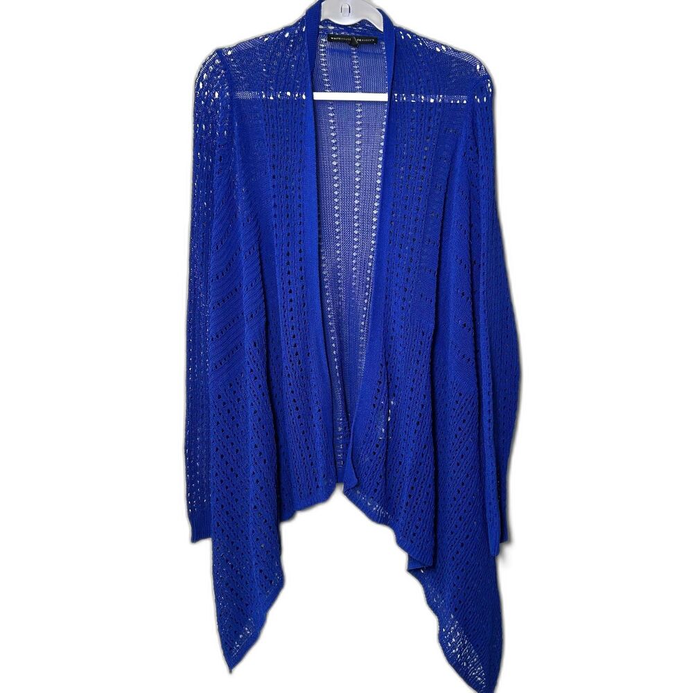 White House Black Market Blue Open-Front Waterfall Cardigan XL